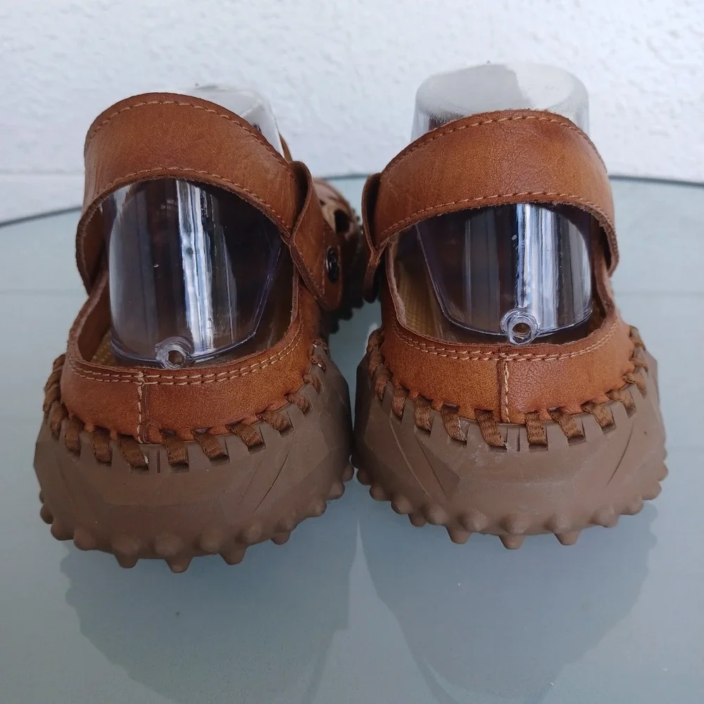 Mens Brown Outdoor Sport Sandals Hiking Water Shoes Bungee Lace EU 44 US 10 NWOT